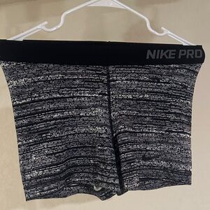 Nike Pro Black and Gray Patterned Shorts